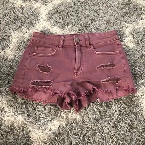 American Eagle Hi-Rise Shortie Mauve Jean Shorts